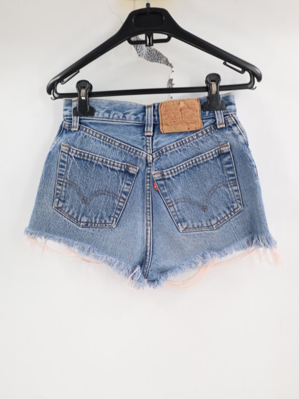 Vintage 80s Levis 501 Shorts Womens 24 High Rise Button Fly Denim Cut Off Blue